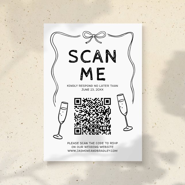 Tarjeta De Recepción Código QR de boda Doodle (Subido por el creador)