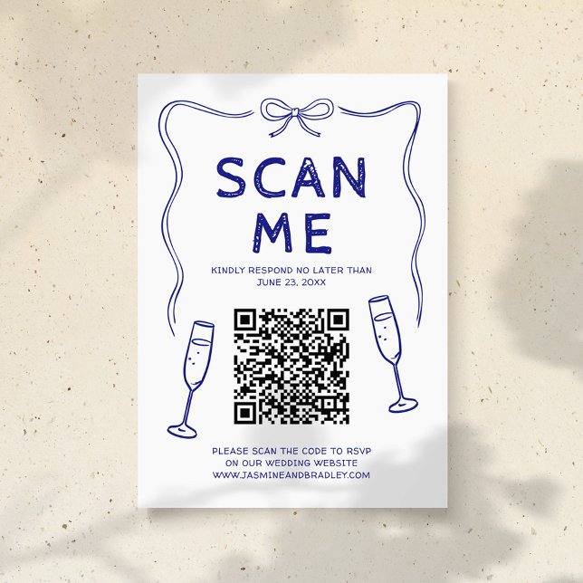 Tarjeta De Recepción Código QR de Boda Doodle (Subido por el creador)