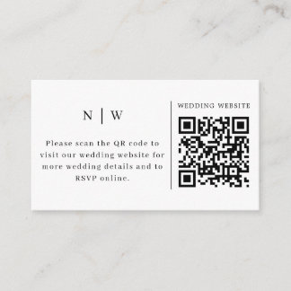 Tarjeta De Recepción Código QR de boda en blanco y negro RSVP minimalis