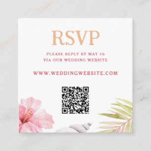 Tarjeta De Recepción Código QR de boda en destino tropical
