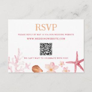Tarjeta De Recepción Código QR de boda en destino tropical