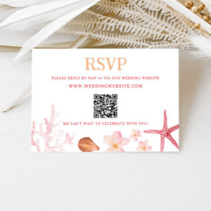 Tarjeta De Recepción Código QR de boda en destino tropical