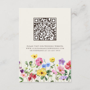 Tarjeta De Recepción Código QR de Boda Floral Boho Rústica Flor Silvest