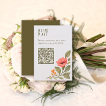 Código QR de Boda Floral Botánica de Otoño Vibrant
