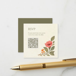 Tarjeta De Recepción Código QR de Boda Floral Botánico de Otoño Vibrant