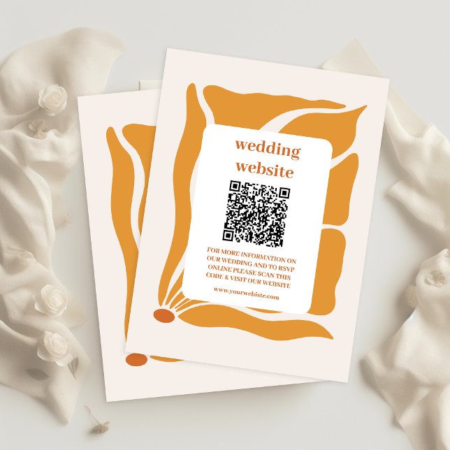 Tarjeta De Recepción Código Qr de Boda Floral Retro Boho Chic (Subido por el creador)