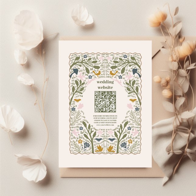 Tarjeta De Recepción Código QR de Boda Helecho Bosque Verde Rústico (Subido por el creador)