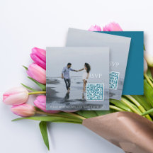 Código QR de boda minimalista en azul turquesa mod