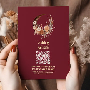 Tarjeta De Recepción Código QR de Boda Occidental Boho Floral