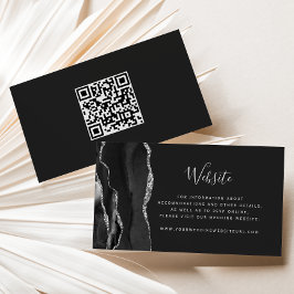 Tarjeta De Recepción Código QR de boda oscuro con ágata plateada económ
