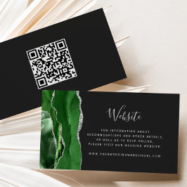 Tarjeta De Recepción Código QR de boda oscuro con presupuesto verde pla