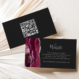 Tarjeta De Recepción Código QR de boda oscuro de ágata plateada de Borg