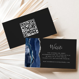 Tarjeta De Recepción Código QR de boda oscuro de plata de Navy económic
