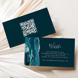 Tarjeta De Recepción Código QR de Boda Plata Turquesa Presupuesto