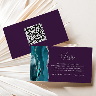 Tarjeta De Recepción Código QR de Boda Presupuesto Verde Teal Ágata Púr