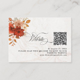 Tarjeta De Recepción Código QR de Boda Terracota Naranja Quemada Rústic