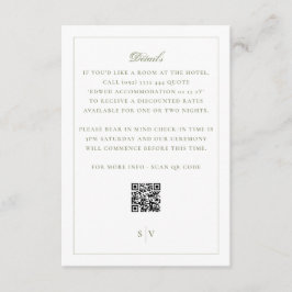 Tarjeta De Recepción Código QR de Boda Verde Musgo Formal