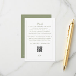 Tarjeta De Recepción Código QR de Boda Verde Musgo Formal
