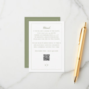 Tarjeta De Recepción Código QR de Boda Verde Musgo Formal