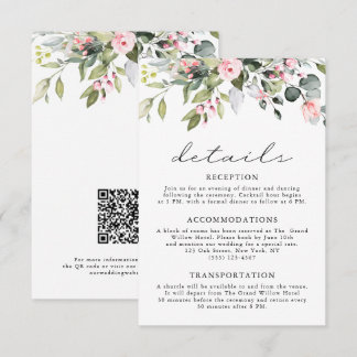 Tarjeta De Recepción Código QR de Bodas de Flor de Eucalipto Elegante V