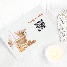 Tarjeta De Recepción Código QR de Boho Bassinet Nursery