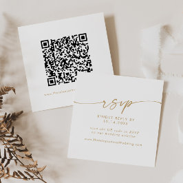 Tarjeta De Recepción Código QR de Boho Moda Oro y Boda Blanco RSVP