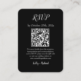 Tarjeta De Recepción Código QR de casamiento vertical pequeño negro RSV