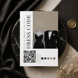 Tarjeta De Recepción Código QR de código de vestido de boda editorial