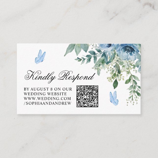 Tarjeta De Recepción Código QR de confirmación de asistencia de boda de (Anverso)