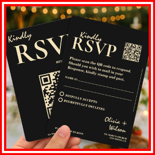 Tarjeta De Recepción Código QR de Confirmación de Boda Amarillo Mantequ