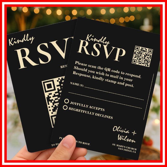 Tarjeta De Recepción Código QR de Confirmación de Boda Amarillo Mantequ (Subido por el creador)