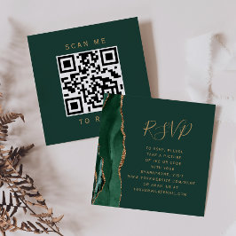Tarjeta De Recepción Código QR de confirmación de boda de ágata dorada