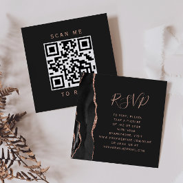 Tarjeta De Recepción Código QR de confirmación de boda oscura con rosa
