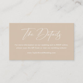 Tarjeta De Recepción Código Qr de Detalles de Boda Boho Beige Neutral