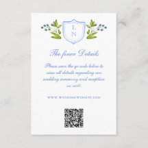 Código QR de detalles de boda con cresta floral az