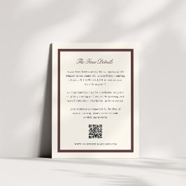 Tarjeta De Recepción Código QR de detalles de boda con guión clásico de