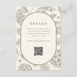 Tarjeta De Recepción Código QR de detalles de boda con hortensias en ve