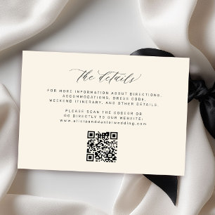Tarjeta De Recepción Código QR de detalles de boda con letra minúscula