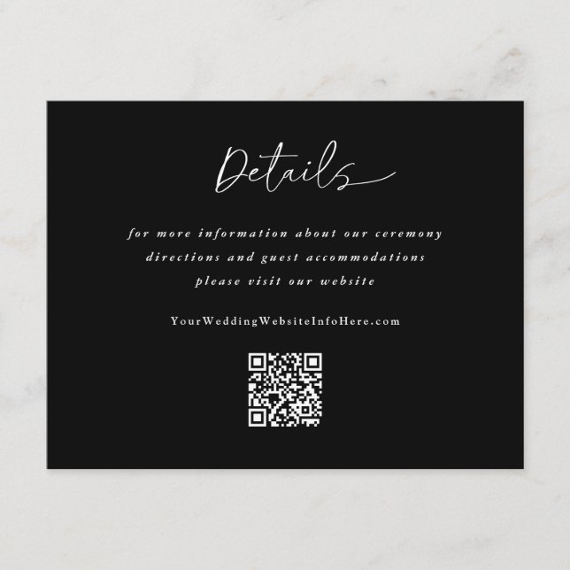 Tarjeta De Recepción Código QR de Detalles de Boda con Letra Moderna Ne (Anverso)