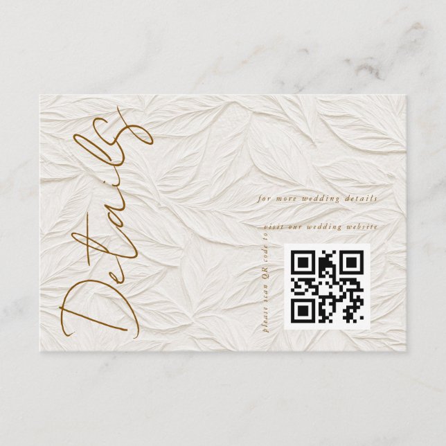 Tarjeta De Recepción Código QR de detalles de boda de marfil (Anverso)