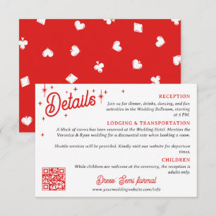 Tarjeta De Recepción Código QR de Detalles de Boda de Traje de Póquer R