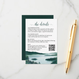 Tarjeta De Recepción Código QR de detalles de boda en lago de montaña r