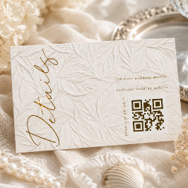Tarjeta De Recepción Código QR de detalles de boda en marfil