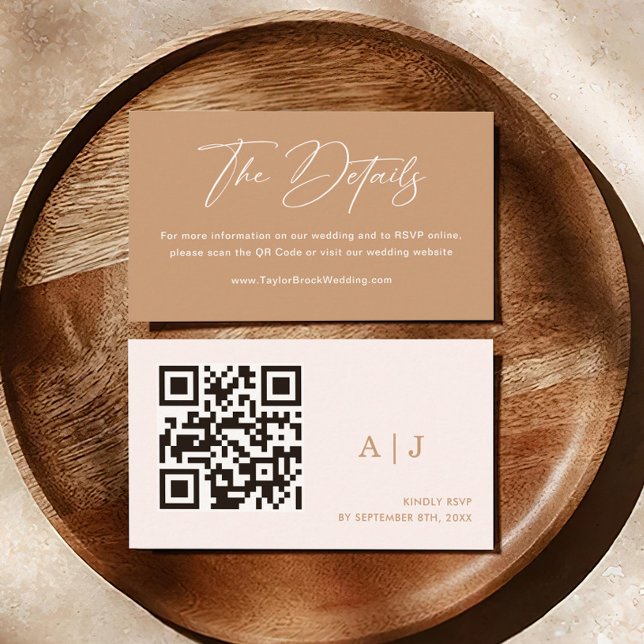 Tarjeta De Recepción Código QR de detalles de boda en tono tierra boho (Subido por el creador)