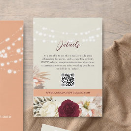 Tarjeta De Recepción Código QR de detalles de boda floral
