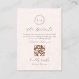 Tarjeta De Recepción Código QR de detalles de boda otoñal en crema y te