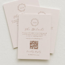 Código QR de detalles de boda otoñal en crema y te