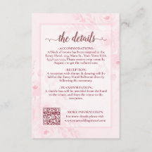Código QR de detalles de boda Pink Boho Peonies