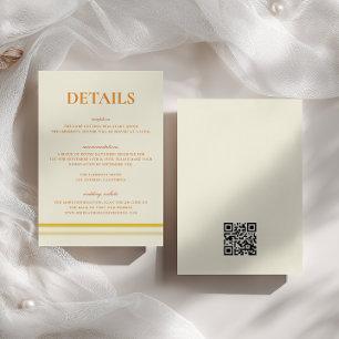 Tarjeta De Recepción Código QR de detalles de boda Simple Mantequilla S