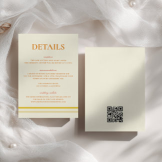 Tarjeta De Recepción Código QR de detalles de boda Simple Mantequilla S